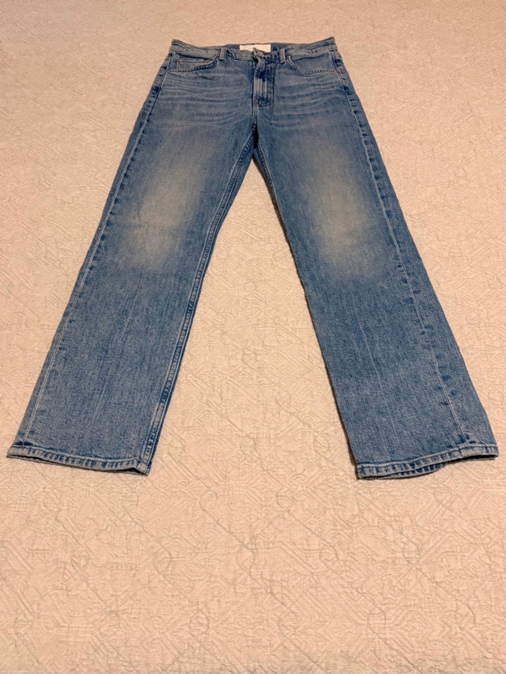 MOTHER the Rider High Waste Classic Straight Leg Jeans in Far Beyond the Sky